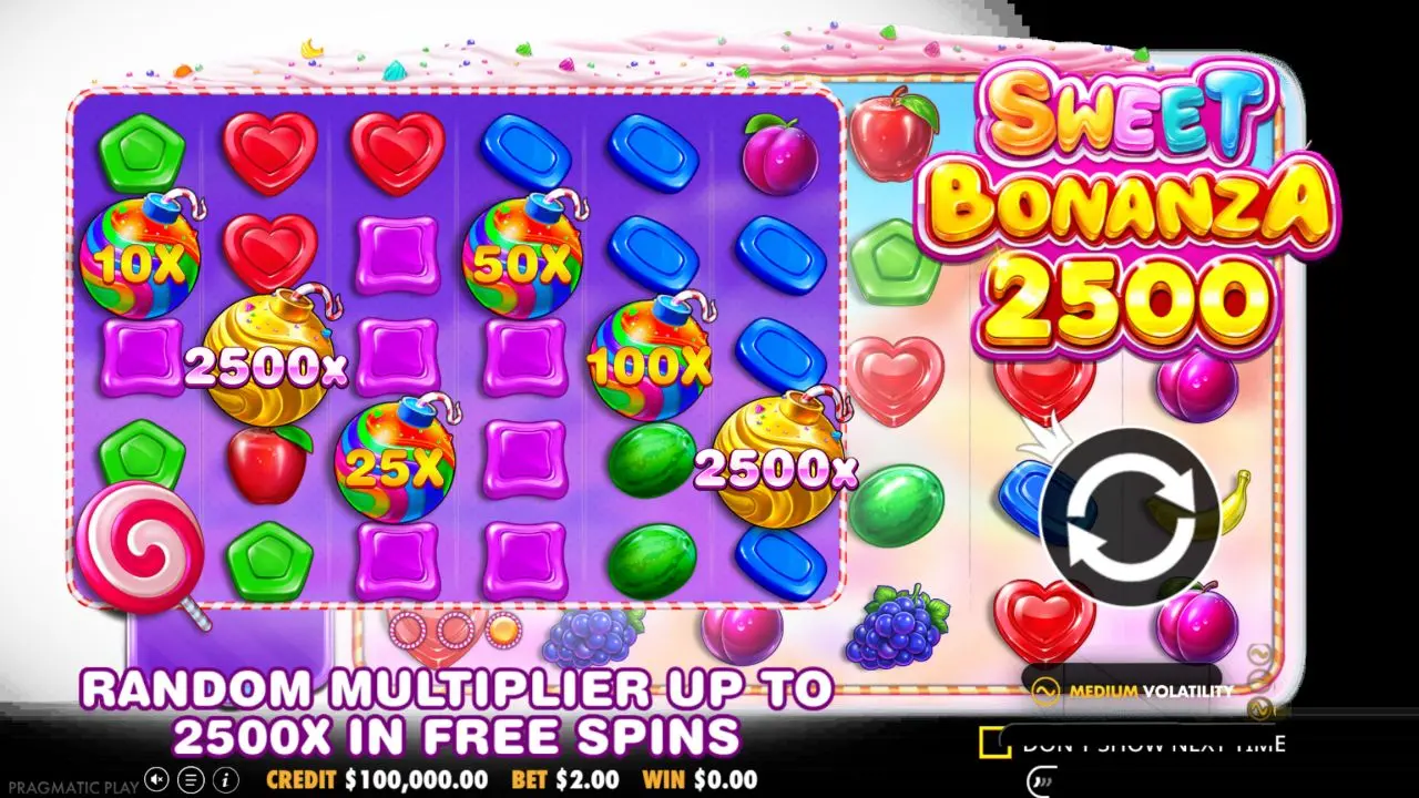 Sweet Bonanza 2500免費旋轉最高2500倍Candy Bomb乘數
